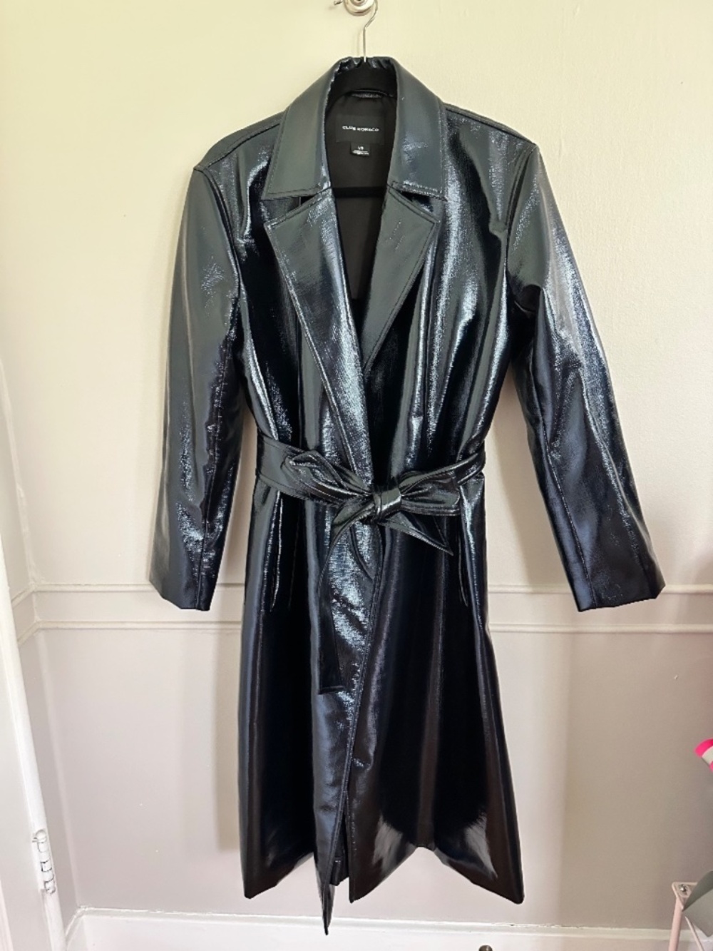 Club Monaco Shiny Blue Trench Coat